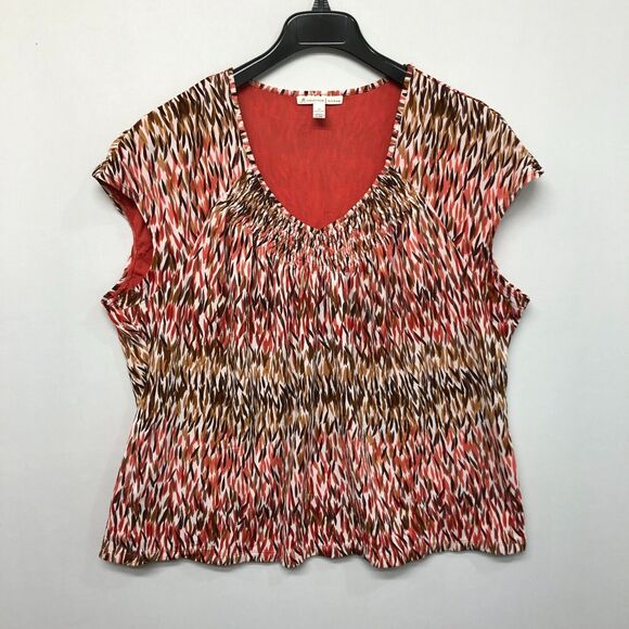JM Collection Women Short Sleeve Blouse Top Shirt Plus Size 3X Nylon M188 -4 - Picture 1 of 11